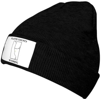 iftoday Wyoming Mütze mit Flagge von Platte County, für Herren und Damen, Winter, warme Strickmütze, Skimütze, Totenkopfmütze, Schwarz , Einheitsgröße