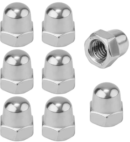 8pcs License Plate Retainer Nuts for Volvo V60/ V90/ S40/ S90/ S60/ XC90, Tall Dome License Plate Screw Caps Stainless Steel, Screws onto Existing Studs (Silver)