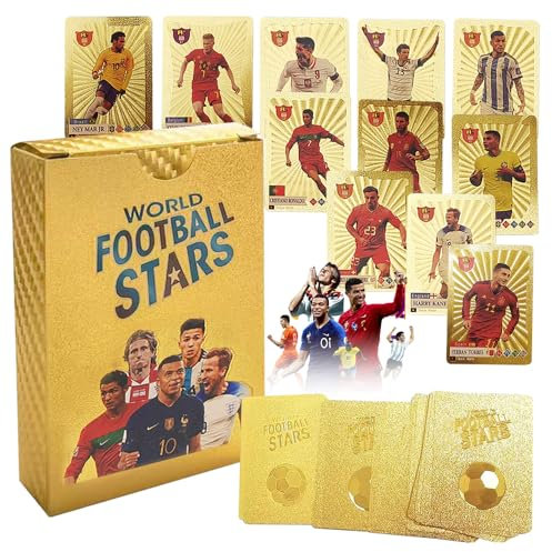 55Pcs Gold Foil 2025 Footbal Cards for Gift Collection for Boys and Girls, Cover Randomly Sent, Football Card Blind Boxes, for Boys and Girls