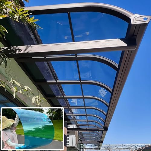 Polycarbonate Panel Plastic Roofing Sheet Outdoor Clear, 1.2mm Sturdy Patio Polycarbonate Greenhouse Panels, Uv Protection Rain Pergola Roof Panels, Glass Replacement, Cuts Easily Suitable(Lake blue,5