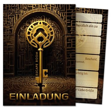 12 Einladungskarten zum Kindergeburtstag Escape Room Jungen Mädchen Jungs coole bunte Einladungen Geburtstag Kinder Jungsgeburtstag Mädchengeburtstag Detektiv Kinderparty Geburtstagseinladungen