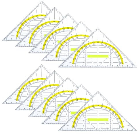 IETWATE 10 Stück Geodreieck mit Griff, 16cm Geodreieck Klein, Transparente Geodreieck Groß aus Kunststof, Bruchsicher Geodreieck Flexibel, für Designer Malerei Studenten Büro Schule