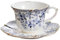 Tazza da caffè in ceramica in porcellana inglese, 200 ml, stile europeo fantasia tazza da tè e piattino set, retrò di lusso oro tagliato tazza di tè pomeridiano (blu e bianco)
