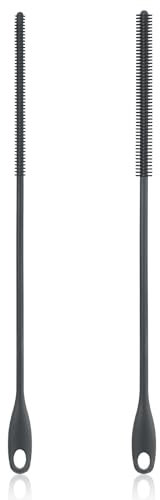 Tucnoeu 2 Stück Silikon Strohhalm Reinigungsbürste, Wiederverwendbare Reinigungsbürste Strohhalm, Strohhalmbürste Biegsam Für Glas Metall (Schwarz)
