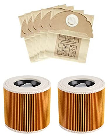 PLKLDCECZVG Filtres HEPA + Sacs WD2250 A2004 A2054 MV2 WD2 Pièces de Rechange de pièces de Rechange sous Vide Compatible for Karcher Filtre d'aspirateur