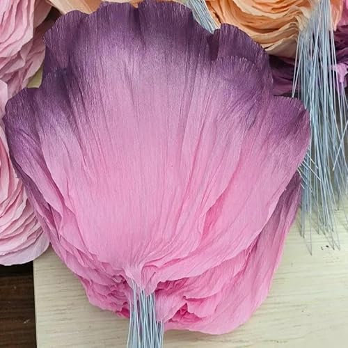 GVEKJ 10 pétalos de Papel crepé, peonías Artificiales, de Papel para decoración de Bodas, Hechas a Mano, para Fiestas de cumpleaños, Fondo de Pared para el hogar (Morado Claro Degradado, 29 x 25 cm