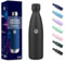Gourde, 500 ml Sans BPA, Gourde Isotherme, Isolation Sous Vide à Double Paroi, Bouteille Isotherme, 304 Acier Inoxydable, Gourde Acier Inoxydable pour École, Voyage, Marcher, Jogging - Noir