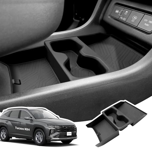 LANGBEAN Vassoio Portaoggetti Console Centrale per Hyundai Tucson 2025 2026 | Organizer con Portabicchieri, Portabottiglie Materiale TPE, Accessori Tucson NX4 HEV PHEV (Cambio Elettronico)