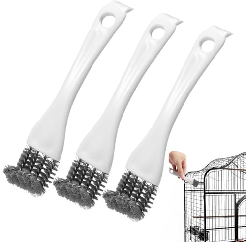 3Pcs Bird Cage Cleaner with Long Handle Stainless Steel Bird Cleaning Brush Bird Cage Brush Droppings Removal Tool for Small Animals Pet Parrot Perches