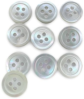 10 Stück echt Perlmutt Knöpfe 12mm creme weiss für Hemd Bluse 4-Loch