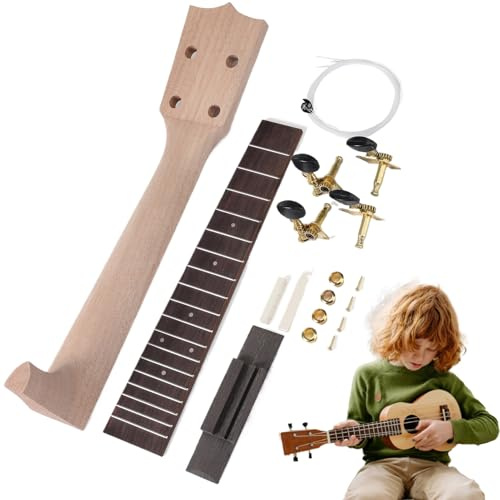 Kit für Ukulele – Kit zum Bau von Gitarre Ukulele | Werkzeuge für die | Installation des Holzgriffs 'Ukulele mit Montageanleitung | Kitt Maniküre für DIY Ukulele + Saiten
