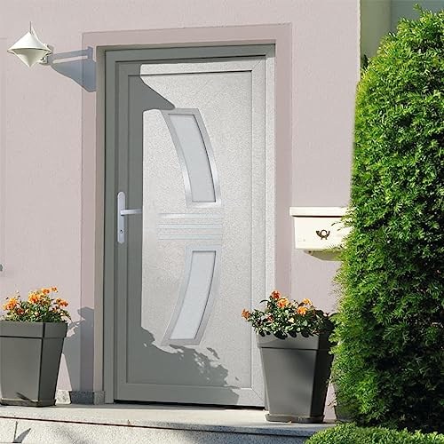 Weiße PVC Haustür 88x200 cm mit 3D verstellbaren Scharnieren und 5-Punkt-Verriegelung für Sicherheit und Langlebigkeit, witterungsbeständige Eingangstür mit Isolierverglasung