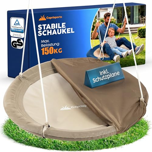 Nestschaukel Outdoor - [inkl. Abdeckhaube] - TÜV/GS geprüft - Höhenverstellbare Schaukel Outdoor und Indoor für Kinder und Erwachsene - bis 150 kg - Netzschaukel oder Korbschaukel