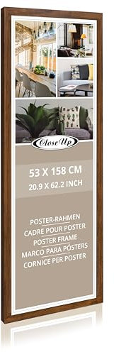 Close Up Cornice portafoto per poster da porta, in rovere naturale, cornice in MDF (decorazione in legno), dimensioni: 53 x 158 cm, con disco in PVC infrangibile