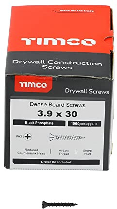Dense Board Drywall Screw Black Phosphate - Size: 3.9 x 30mm - 00030DRYD Pack of: 1000