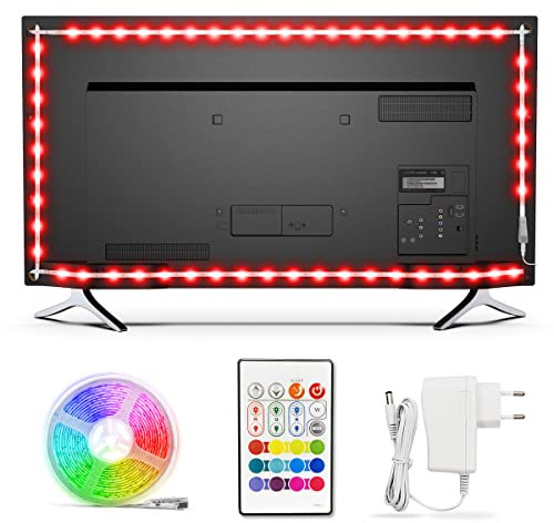 TV LED Backlights, Bason 5050 RGB Led Strip Light for 30-40 inch, 6.17ft/188cm USB TV Bias Lighting with Remote for TV, PC Monitor, Computer Amdient Lighting[Energy Class A+]