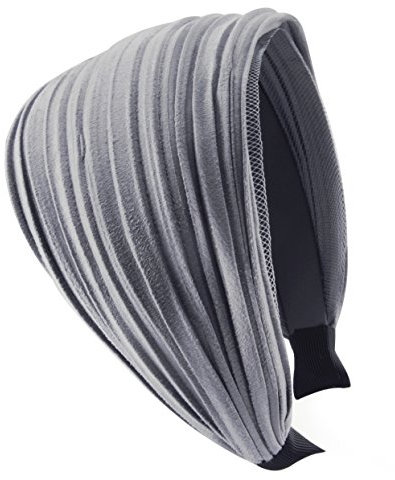 axy Breiter Haarreif mit leichtem Flanell (Leder Optik) Damen Stirnband Haarschmuck Haarreifen HR32 (Grau)