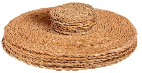 Argon Tableware Round Placemats & Coasters - 12pc - Woven Typha Kitchen Dining Table Mats Bar Drinks Coaster Protector Place Mats for Home, Restaurant Catering