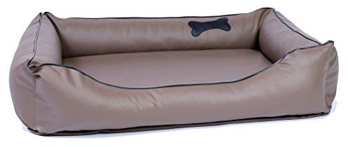CopcoPet Hundebett Paco Orthopädisch Kunstleder Grau 90 x 70 cm – Visco-Hundematratze – Abziehbarer, waschbarer Bezug – Formstabil & gelenkschonend – Für mittelgroße Hunde
