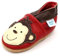 Dotty Fish Krabbelschuhe aus Leder – rutschfeste, weiche Sohle, Barfußgefühl, Lauflernschuhe & Babyschuhe für Jungen und Mädchen. Rot mit Affen. 4-5 Jahre (28 EU)