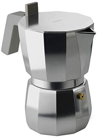 Alessi DC06/6 Espressokocher aus Aluminium, Silber / Schwarz