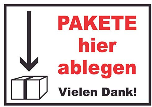HB-Druck Pakete Hier ablegen Schild A4 Rückseite selbstklebend