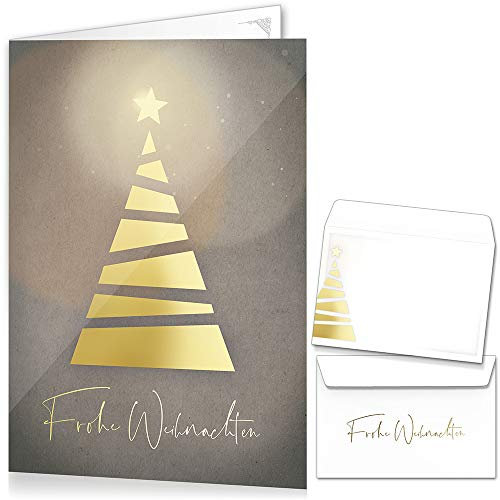 beriluDesign Weihnachtskarten mit Umschlägen 15er Set - Klappkarten mit Weihnachtsbaum-Motiv für die schönsten Weihnachtsgrüße