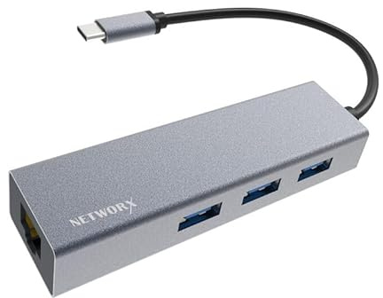 Networx USB-C-Hub, USB-C auf 3 x USB 3.0/Ethernet, Space grau