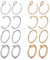 Mayhoop 16Stk 16G 18G Nasenpiercings Fake Nasenring Edelstahl Fake Piercings Nase Face Piercings Nase Lippe Ohr Ring Hoop für Männer Damen Silber Rosegold