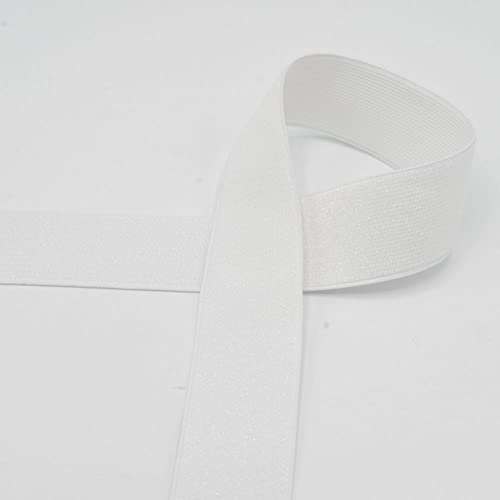 Gummiband Glitzer 40 mm – elastisches Band in 11 Farben – Gummilitze für Kleidung, Accessoires, DIY & Nähen – hochwertig & vielseitig einsetzbar (weiß)