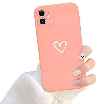 Newseego Compatible for iPhone 11 Case(6.1 inch), Cute Fashion Love-Heart Shape Simple Design Cover for iPhone 11 Soft Liquid Silicone Case Protective Back Cover Light Bumper Case for iPhone 11-Pink
