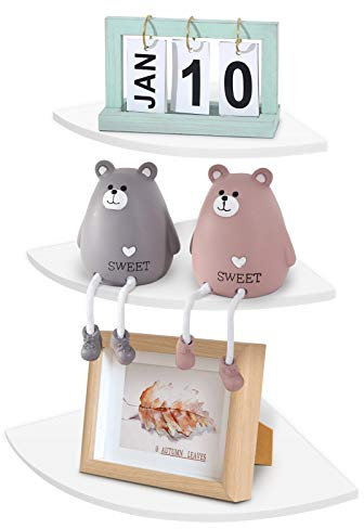Eckregal, 3 Ebenen, schwebendes Eckregal, Wandmontage, Eckregal, Wandregal, Schweberegal, Organizer für Schlafzimmer, Wohnzimmer, Küche, rundes Eckregal, Dekoration, Lagerregal, Standard, Modern