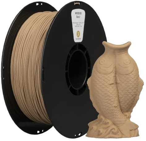 kexcelled PLA Holz Filament 1,75 mm, Wood PLA Echtholz, 3D Drucker Filament, PLA Holzoptik, Echte Natürliche Holzfaser, Maßgenauigkeit +/- 0,03 mm, 1 kg Spule (2,2 lbs), Gelb