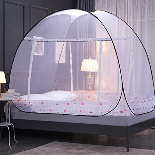 FEWIHIWEAS Faltbares Moskitonetz Baldachin mit Halterung Bettzelt für Erwachsene Mädchen Raumdekoration Zelt Bettvorhang mit Rahmen Wohnen Schlafzimmer Dekor-Rosa,100 x 195 cm,Tschechien