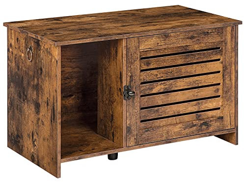HOOBRO Maison de Toilette pour Chats, Meuble pour Litière Fermé, Meuble de Rangement avec Portes à Persiennes, Toilette Privée pour Chat avec Séparateur, Large Porte, 80 x 45 x 46 cm, EBF07MW01