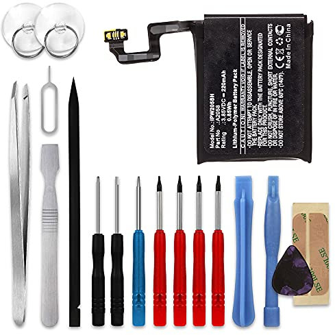 subtel, Batteria per Smartwatch e Braccialetto Fitness Compatibile con Apple Watch 4-40mm, A1975, A1977 (220mAh, 3.8V) + Set di Strumento Batteria di Ricambio A2058