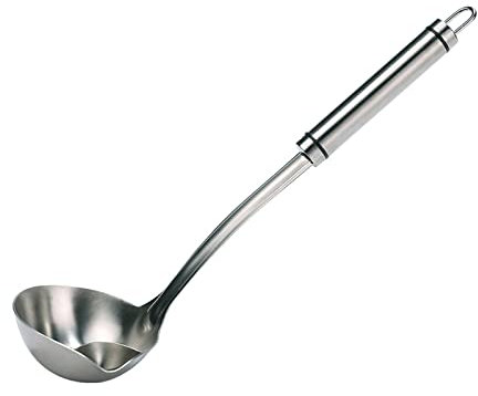 Stainless Steel Ladle Fat Separator Ladle Fat Separator Skimmer Spoon Hot Pot Oil Filter Spoon Stainless Steel Cooking Ladle with Long Handle,Kitchen Ladle, Sauce Spoon(L:34 Cm,Silver)