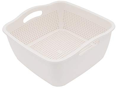 SoarRokt 2-in-1 Kitchen Colander Food Strainer Bowl Sets,Multifunction Large Plastic Washing Bowl and Strainer (white) (A18)