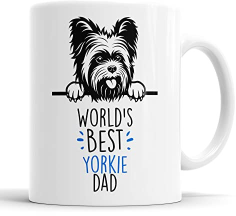 Faithful Prints Yorkie World's Best Dad Mug Dog Dad Yorkshire Terrier Dad Cup Friend Funny Gift for Birthday Christmas, Yorkie Mug