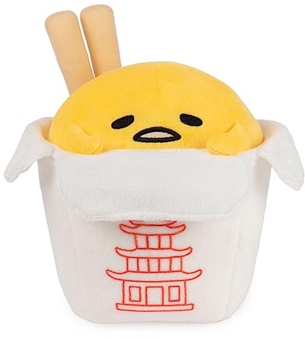 GUND Sanrio Gudetama The Lazy Egg Stofftier, Gudetama Takeout Behälter Plüschtier für Kinder ab 8 Jahren, 24,1 cm