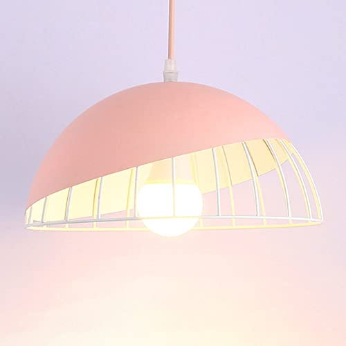 Plafonnier Suspensions Métal E27 Moderne Lustre Luminaire Rétro Le fer Suspendue Lumières pour Salle de séjour Le restaurant Chambre à coucher (Rose)