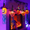 5 Pcs Halloween Kürbis Licht Mit Hexenhut,3m Halloween Lichterkette Kürbis,Orange Kürbis,Windsack Halloween,Batteriebetrieben 30 LED Kürbis Lichter Hängend Geisterlicht Deko Für Halloween Party Gärten