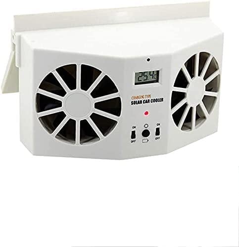 KRASS Solar Air Conditioner,2W Solar Powered Auto Air Vent Cool Fan Cooler Ventilation System Radiator, With Temperature Display Mobile Air Conditioners,White,Collector88