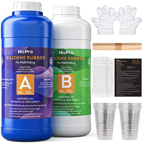 Nicpro Silikonformen-Set, 2.3 kg, Saphirblau, 3D-Silikon-Gummi-Formherstellung, 30 A stark und lebensmittelecht zum Gießen von Harz, Seife, Kerze, Ton, Stäben, Tassen