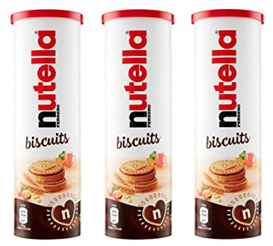 3 x Ferrero Biscotti Nutella Biscotti con Cremoso Cuore di Nutella Biscotti con Nutella Cremoso Biscotti Cuore di Nutella Tubo 166 g