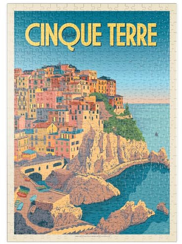 MyPuzzle Italien: Cinque Terre, Vintage Poster - Premium 500 Teile Puzzle - MyPuzzle Sonderkollektion von Anderson Design Group