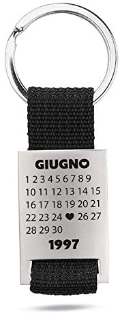 Personalisierter Schlüsselanhänger aus Metall gravierter Schlüsselanhänger für Auto Scooter Motorrad Zuhause Geschenk für jede Feier (Port_Metall Stoff Kalender)