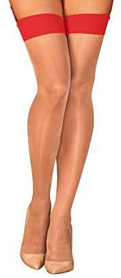 Selente Lovely Legs Irrésistible bas pour porte-jarretelles dans un magnifique coffret cadeau, rouge/chair, L-XL