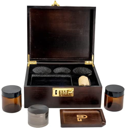 Stash Box with Smoking Accessories : Grinder, Rolling Tray, 2 Smell Proof Jars + More Accessories for Smoking- Rolling Box - Smoking Box -UK Seller