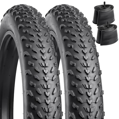 YunSCM 2Pcs Faltbar 20 Zoll Reifen 20x4.0 Mantel 100-406 Plus 2Pcs 20 Zoll Schlauch 20x4.0 AV32mm Ventil kompatibel Elektrofahrräder, Mountainbikes, Citybikes Fahrradreifen und schlauche